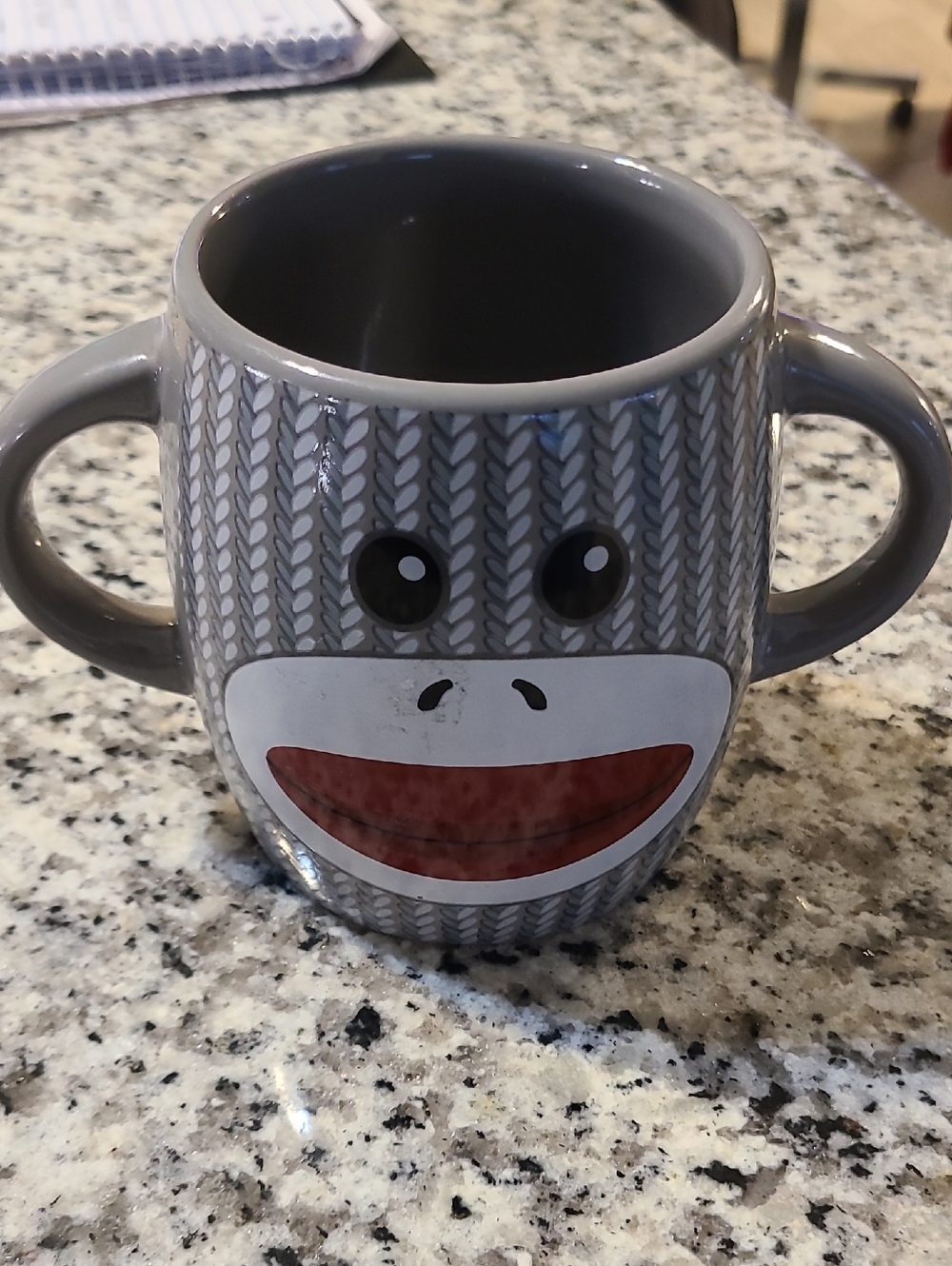 Gray Sock Monkey Double-Handled Mug - Gray